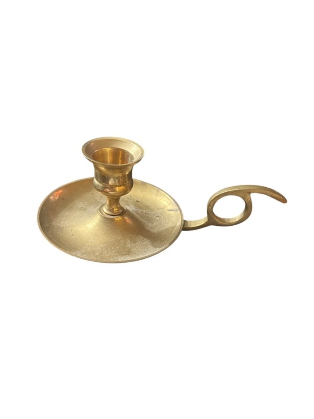 Vintage Brass Chamberstick Candle Holder With Handle - Made In India - 3.5" Tall